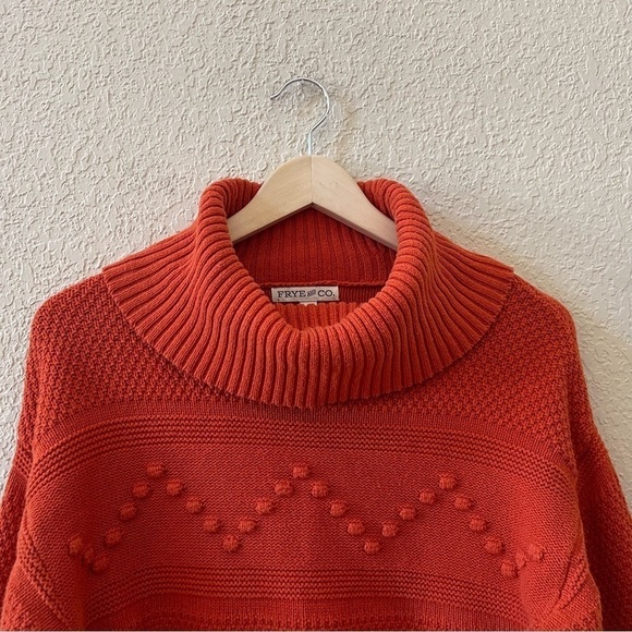 Frye And Co Sweater Chunky Knit Pullover Cowl Neck Casual Rust Orange Small - Picture 4 of 8